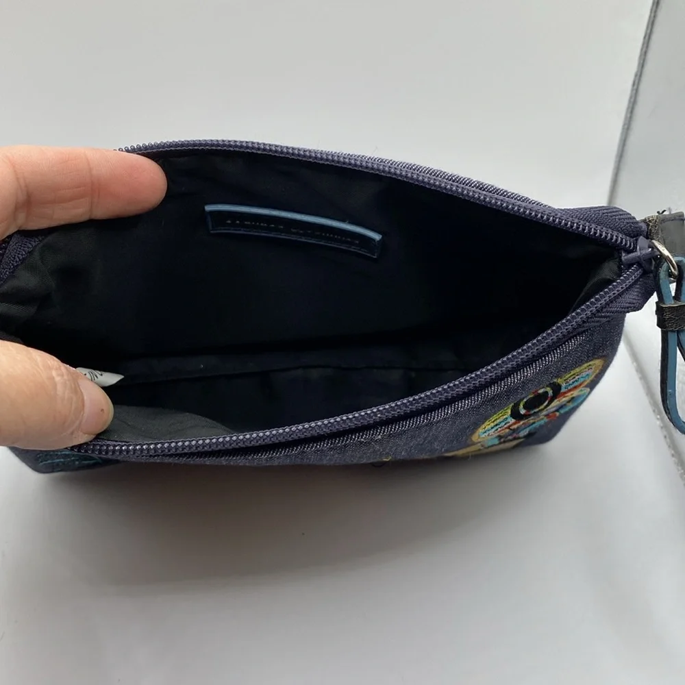 Frankie & Johnnie Vegas Embroidered Denim Makeup Case‎ Clutch Bag